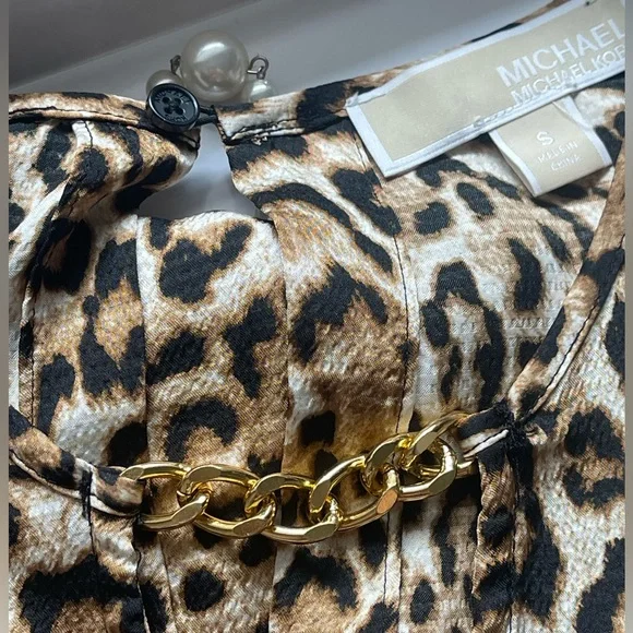 Leopard Print Blouse Michael Kors - Ruffle short sleeve - Picture 6 of 8